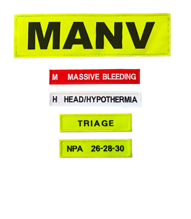 Patch-Set MANV for MASCAL RESPONSE PACK Emergency Backpack in Red + Blue